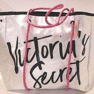 Victoria's Secret White Tote with Pink Accents NWT